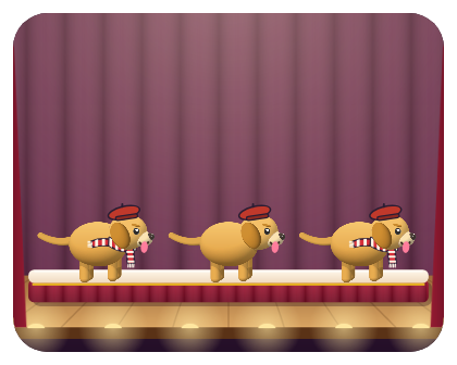 Three pups, one missing its scarf