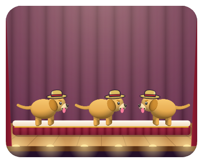 Three pups, one facing the other way